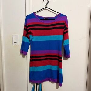 Streetwear Society Striped Knit Top - Purple, Red, Blue, Black